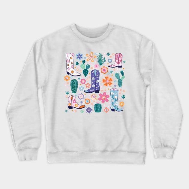 Retro Cowboy Boots Crewneck Sweatshirt by CarlyWatts